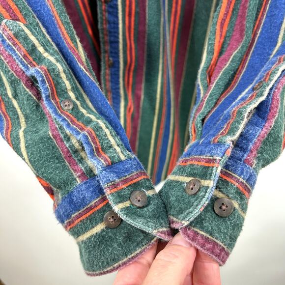 Vintage Woolrich Flannel Shirt 90s Multi Stripe Button Down Size L USA - Picture 7 of 9